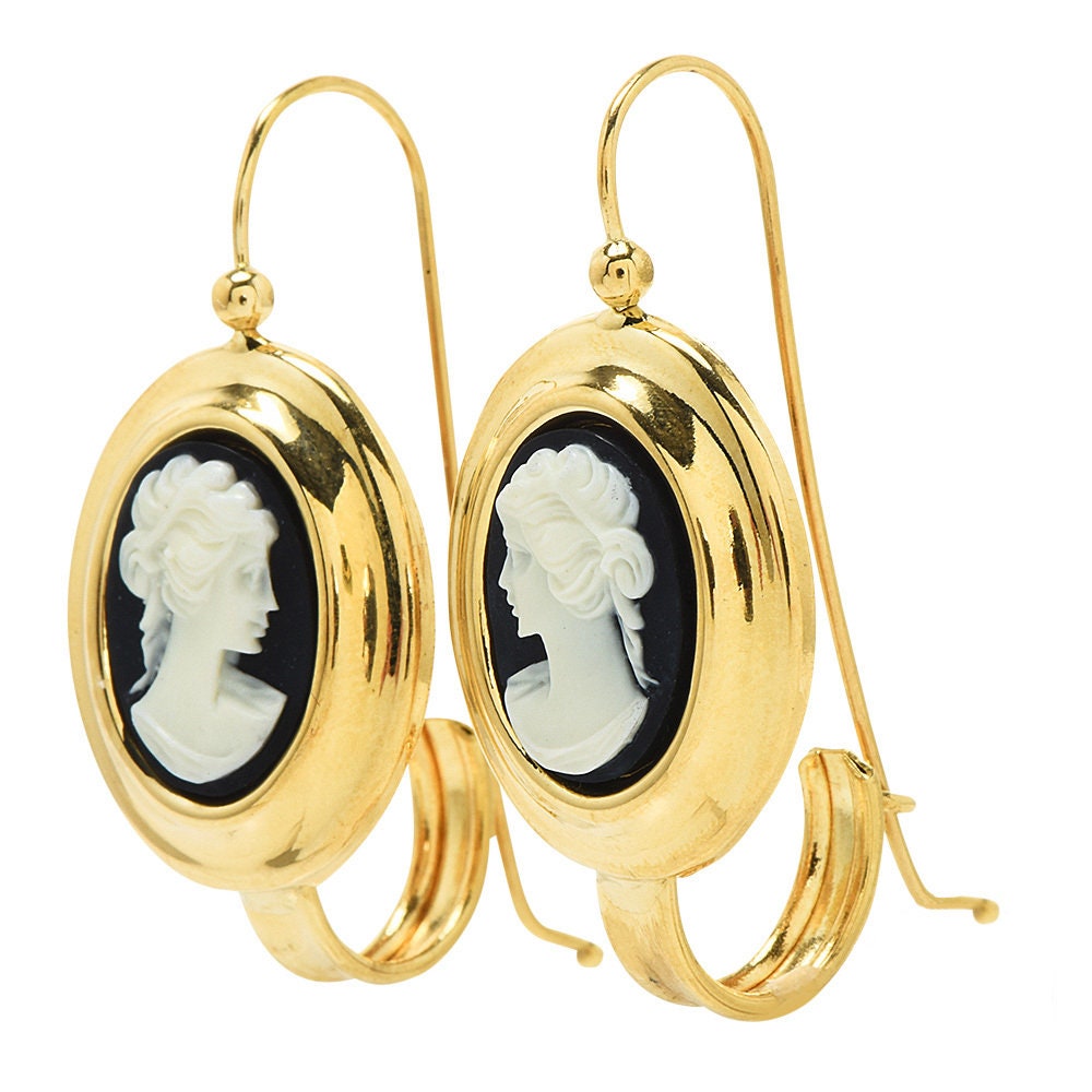 SSP Moroccan Bird Skull Cameo Earrings by Victorian Folly | Kei Collective